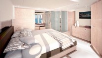 Ferretti 720 super yacht owner suite